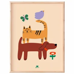 Hot Affiche Chien, Chat et Oiseau | Enfant Décoration Murale|Déco Murale Enfant