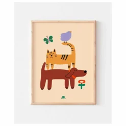 Hot Affiche Chien, Chat et Oiseau | Enfant Décoration Murale|Déco Murale Enfant