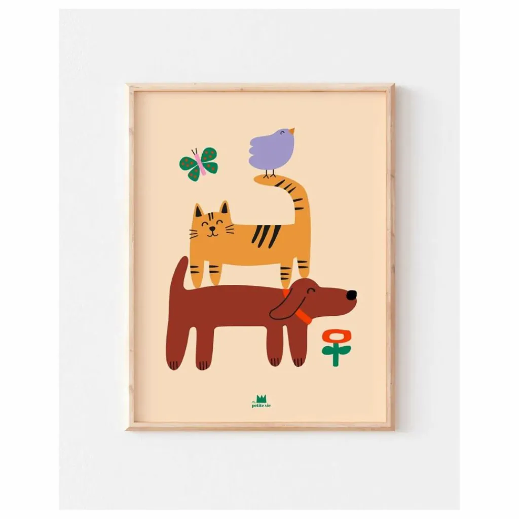 Hot Affiche Chien, Chat et Oiseau | Enfant Décoration Murale|Déco Murale Enfant