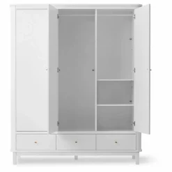 Clearance Armoire 3 portes en bouleau 204x168 cm | Enfant Rangement Enfant