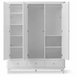 Clearance Armoire 3 portes en bouleau 204x168 cm | Enfant Rangement Enfant