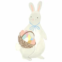 Sale Assiettes en carton Lapin avec son panier d'œufs de Pâques - Set de 8 Enfant Décoration De Fête