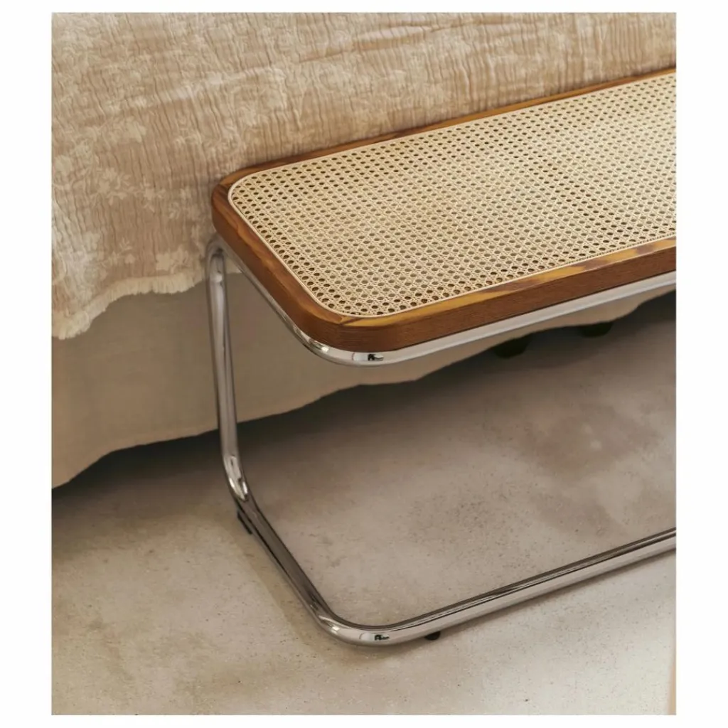 Discount Banc Panchina cannage et métal chromé Chaises, Tabourets, Bancs