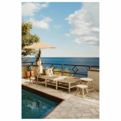 Hot Banquette 8 pieds en bois brut et palme Canapés, Fauteuils