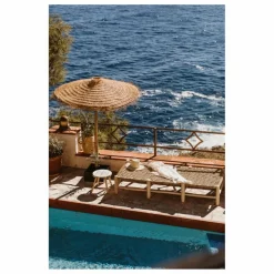 Hot Banquette 8 pieds en bois brut et palme Canapés, Fauteuils