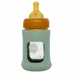 Biberon en verre à col large avec housse de protection Débit lent | Biberons|Puériculture