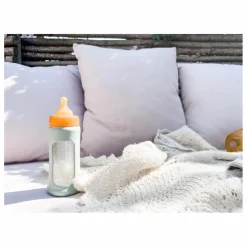 Sale Biberon en verre à col large avec housse de protection Débit moyen | Biberons|Puériculture