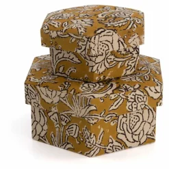 Discount Boites hexagonales Botanical en bois et coton - Set de 2 | Petits Rangements