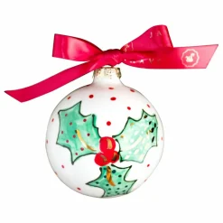 Boule de noël en porcelaine Houx Enfant Décoration De Fête