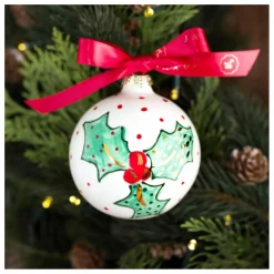 Boule de noël en porcelaine Houx Enfant Décoration De Fête