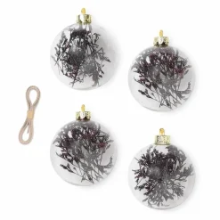 Sale Boule de noël Flora en verre - Set de 4 | Enfant Décoration De Fête
