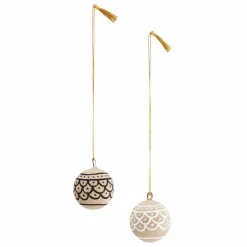 New Boules de Noël en papier mâché - Set de 2 Enfant Décoration De Fête