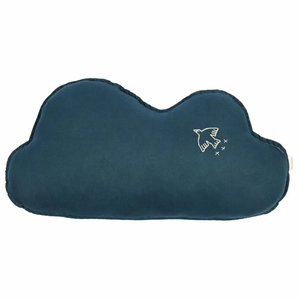 Clearance Coussin Nuage avec broderie Oiseau - Lin Français | Enfant Coussins|Coussins Enfant