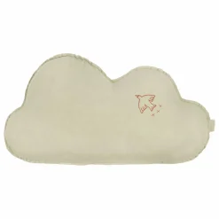 Coussin Nuage avec broderie Oiseau - Lin Français | Enfant Coussins|Coussins Enfant