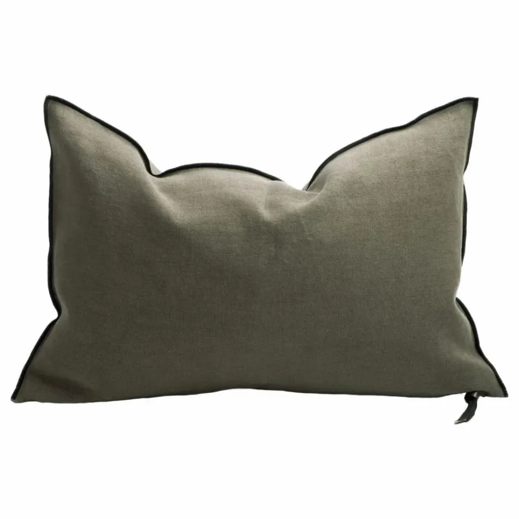 Coussin Vice Versa Black Line en lin stone washed | Coussins