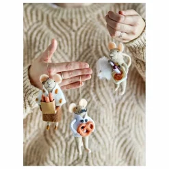 Discount Décoration souris à suspendre en laine Peo - Set de 3 | Enfant Décoration De Fête