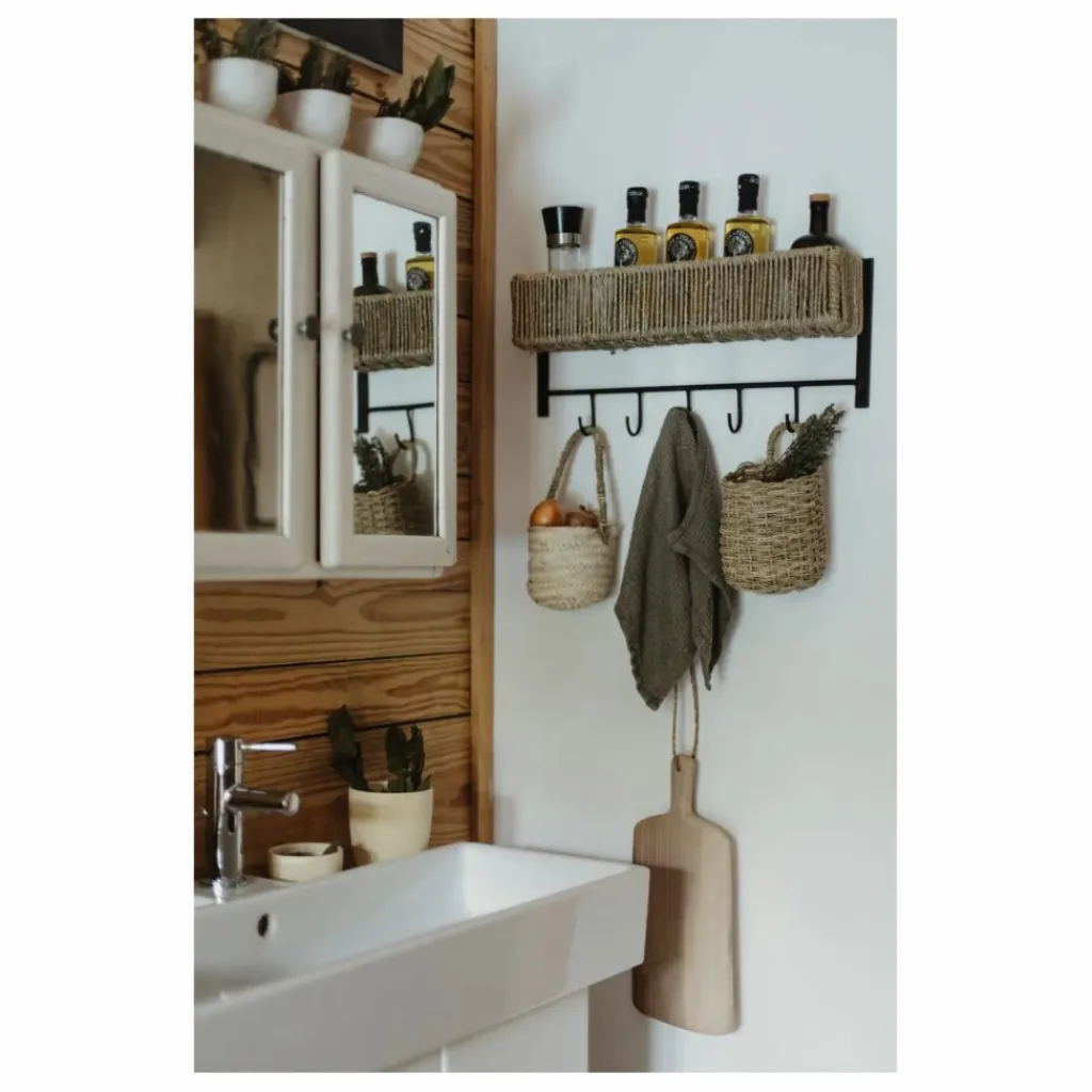 Clearance Etagère en métal et feuille de palmier | Meubles De Rangement