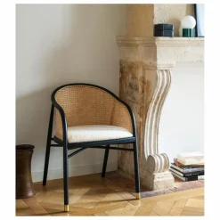 Online Fauteuil cannage Cavalo en hêtre et laine bouclette | Canapés, Fauteuils