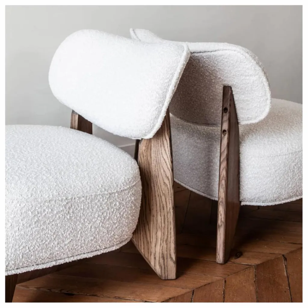 Discount Fauteuil Nicolo en bouclette et chêne fumé - 65 cm | Canapés, Fauteuils