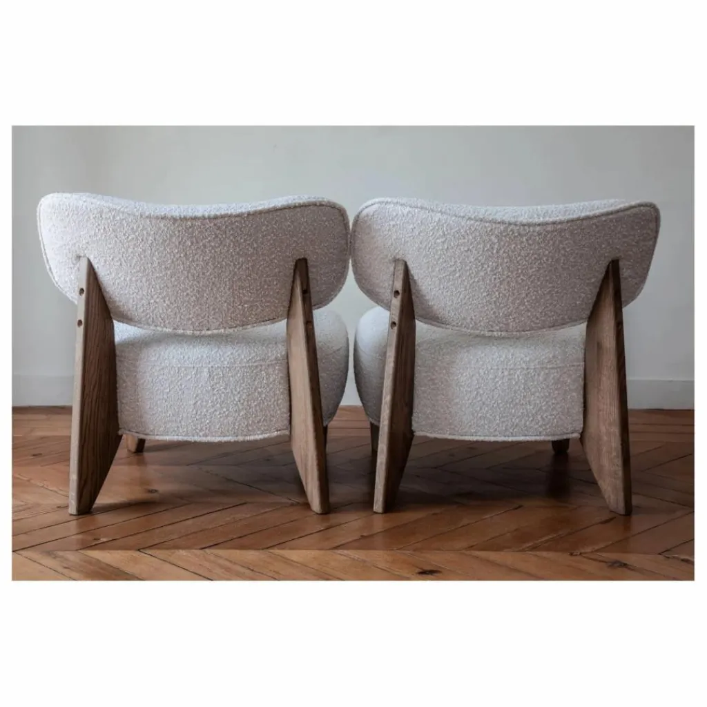Discount Fauteuil Nicolo en bouclette et chêne fumé - 65 cm | Canapés, Fauteuils