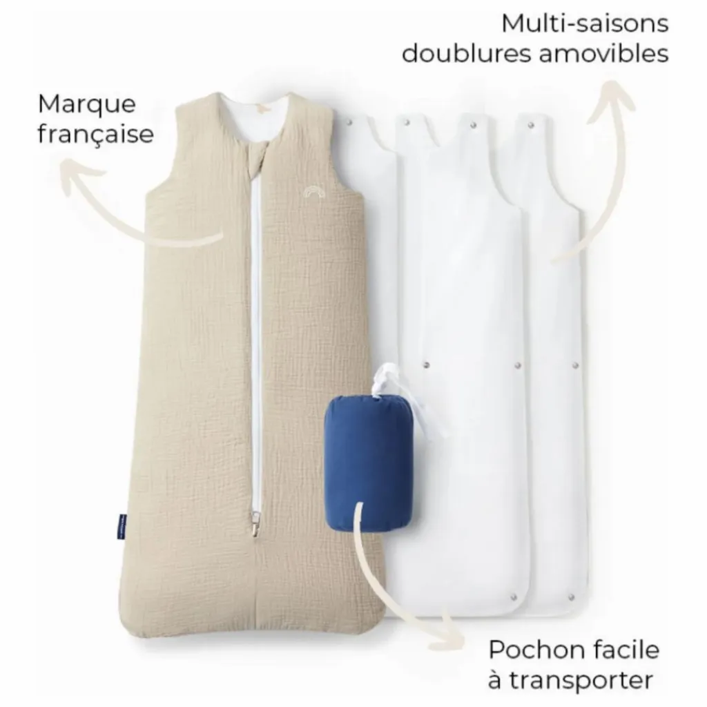 Gigoteuse multi-saisons réversible en double gaze de coton | Gigoteuses, Tours De Lit|Gigoteuses, Emmaillotage