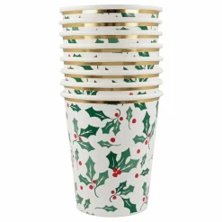 Hot Gobelets Houx avec dorure - set de 8 Enfant Décoration De Fête