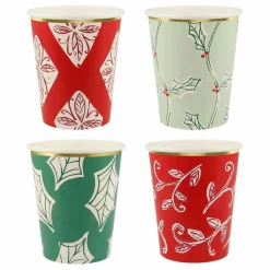 Hot Gobelets Noël motifs Block Print - set de 8 Enfant Décoration De Fête
