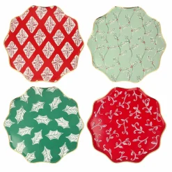 Hot Grandes assiettes Noël motifs Block Print - set de 8 Enfant Décoration De Fête