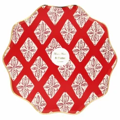 Hot Grandes assiettes Noël motifs Block Print - set de 8 Enfant Décoration De Fête