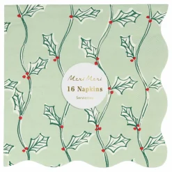 Hot Grandes serviettes Noël motifs Block Print - set de 16 Enfant Décoration De Fête