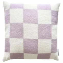 Housse de coussin en laine Damier | Lilas Enfant Coussins|Coussins Enfant