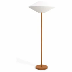 New Lampadaire Brera pied cuir et abat-jour coton plissé | Luminaires