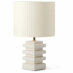 Best Lampe à poser Marta céramique craquemé et coton plissé | Luminaires