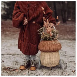 Hot Panier à roulettes en rotin Champignon Enfant Rangements|Patères, Paniers Enfant