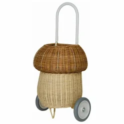 Hot Panier à roulettes en rotin Champignon Enfant Rangements|Patères, Paniers Enfant