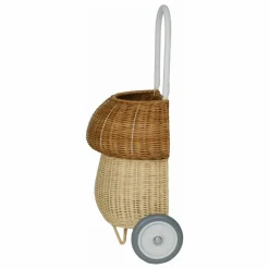 Hot Panier à roulettes en rotin Champignon Enfant Rangements|Patères, Paniers Enfant