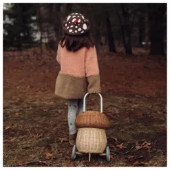 Hot Panier à roulettes en rotin Champignon Enfant Rangements|Patères, Paniers Enfant