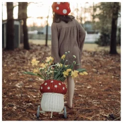 Clearance Panier à roulettes en rotin Champignon | Enfant Rangements|Patères, Paniers Enfant