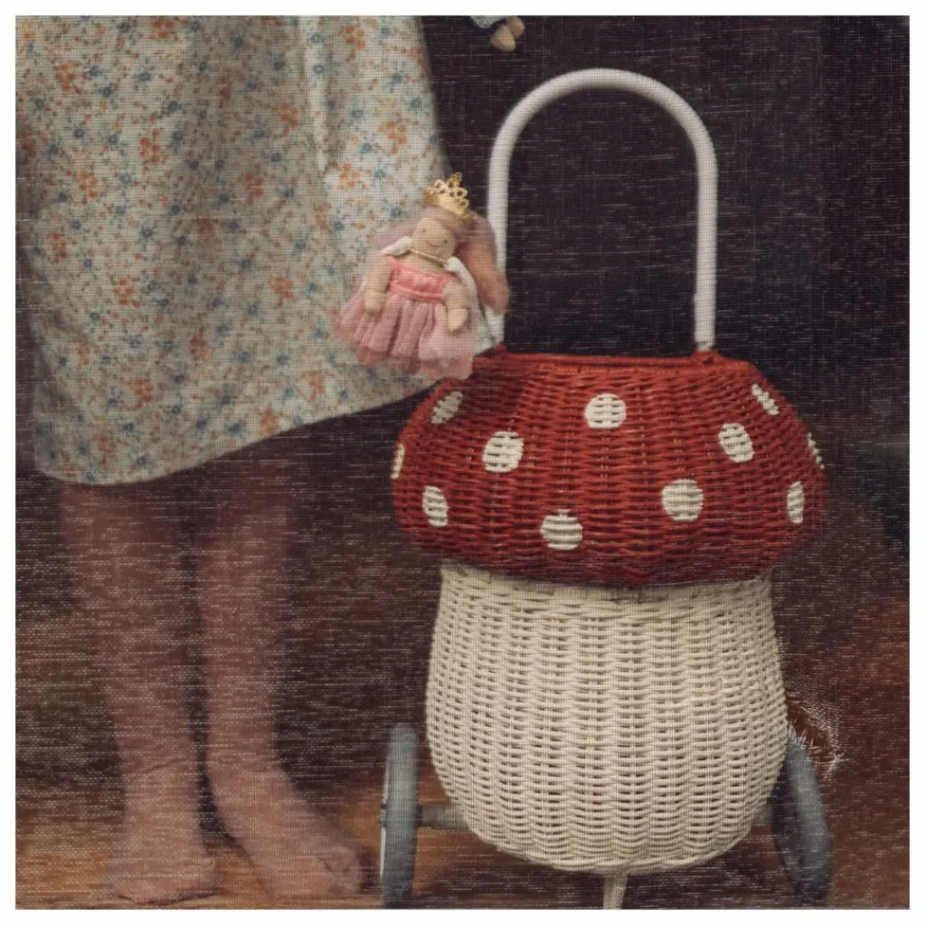 Clearance Panier à roulettes en rotin Champignon | Enfant Rangements|Patères, Paniers Enfant