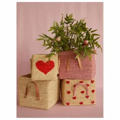 Hot Panier de rangement en raphia Cœurs Enfant Rangements|Patères, Paniers Enfant