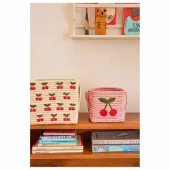 New Panier de rangement en raphia Cerise | Enfant Rangements|Patères, Paniers Enfant