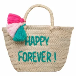 Online Panier Pompon brodé Happy Forever Femme/Enfant Sacs Weeks Ends|Sacs Week-End