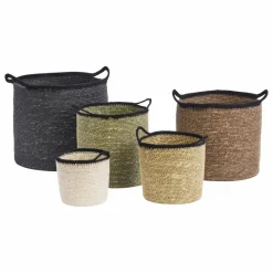 Clearance Paniers en jacinthe de mer avec anses - Set de 5 Petits Rangements