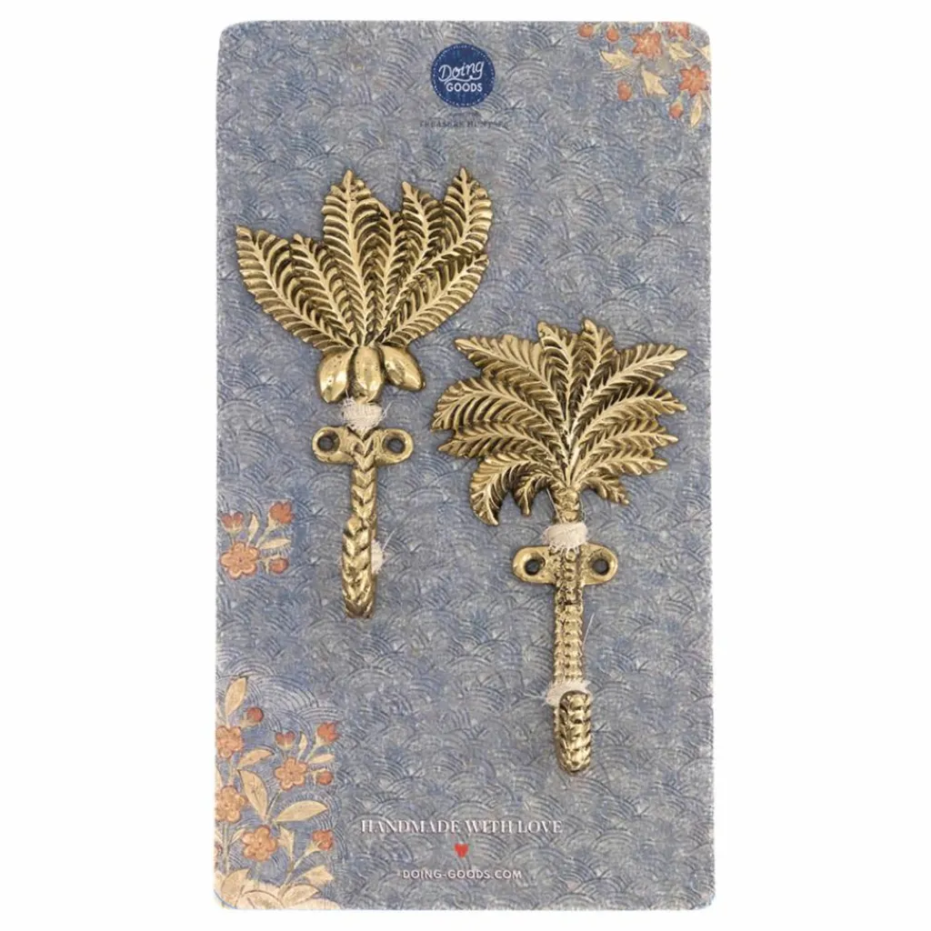 Clearance Patères Devi Palmtree en laiton recyclé - Set de 2 | Enfant Patères|Patères, Paniers Enfant