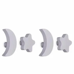 Patères Stars & Moons - Lot de 4 | Lilas Enfant Patères, Paniers Enfant