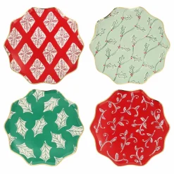 Petites assiettes de Noël motifs Block Print - set de 8 Enfant Décoration De Fête