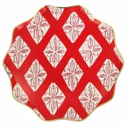 Petites assiettes de Noël motifs Block Print - set de 8 Enfant Décoration De Fête