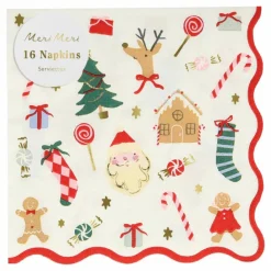 Best Petites serviettes Joli Noël - set de 16 Enfant Décoration De Fête