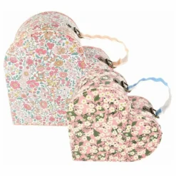 Discount Petites valises de rangement Cœurs - x Liberty Enfant Rangements|Patères, Paniers Enfant