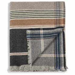 New Plaid en laine et cachemire Arya Gris Linge De Lit